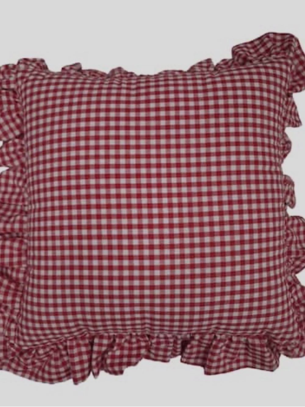Red Gingham Ruffle Throw Pillow